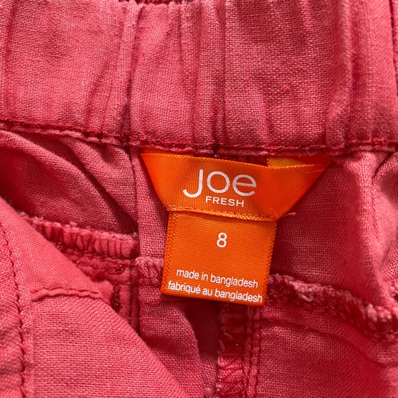 Joe Fresh colored linen capri crops size 8. Bright salmon - Picture 5 of 5